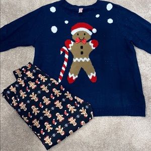 Christmas Outfit! Gingerbread sweater and leggings